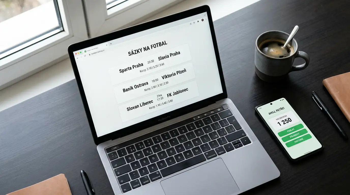 Mobilní telefon s aplikací e-peněženky pro online sázení